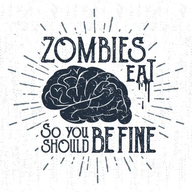 Elle çizilmiş Halloween etiketi dokulu vektör çizim ve yazı ile.