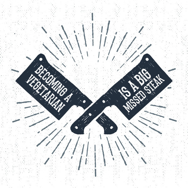 Hand drawn cleaver knives vector illustration.