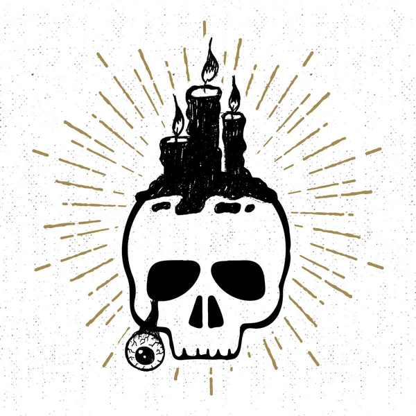 Icône avec crâne et bougies — Image vectorielle