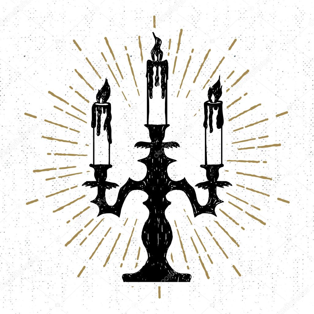 Vector illustration Hand drawn Halloween icon with candles
