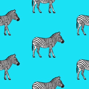 Elle çizilmiş zebra vektör çizim ile Seamless Modeli.