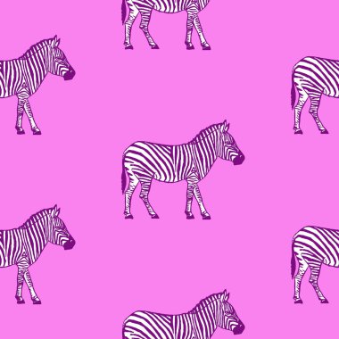 Elle çizilmiş zebra vektör çizim ile Seamless Modeli.