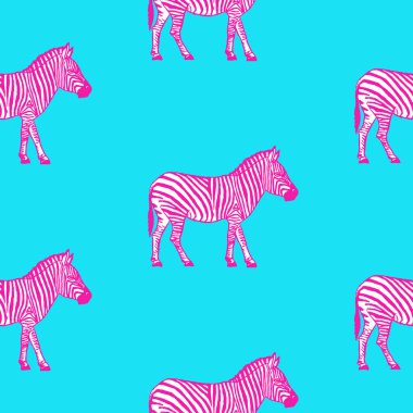 Elle çizilmiş zebra vektör çizim ile Seamless Modeli.