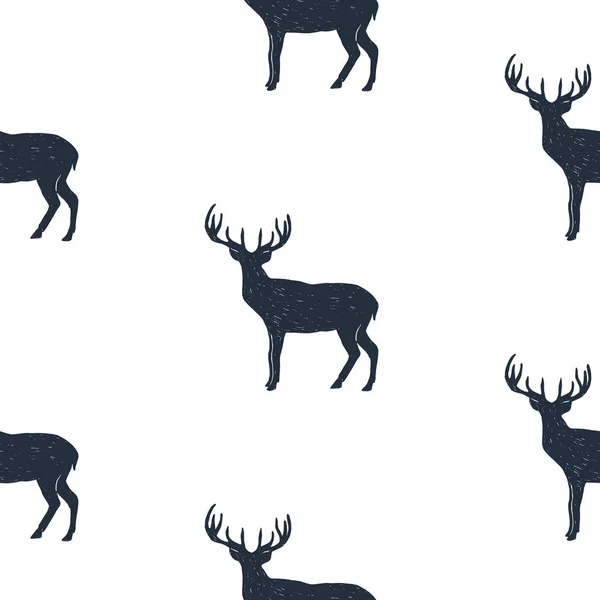 Modèle sans couture avec illustration vectorielle de cerf dessinée à la main . — Image vectorielle