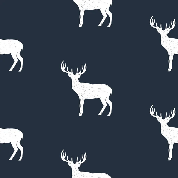 Patrón sin costura con ilustración de vectores de ciervos dibujados a mano . — Vector de stock