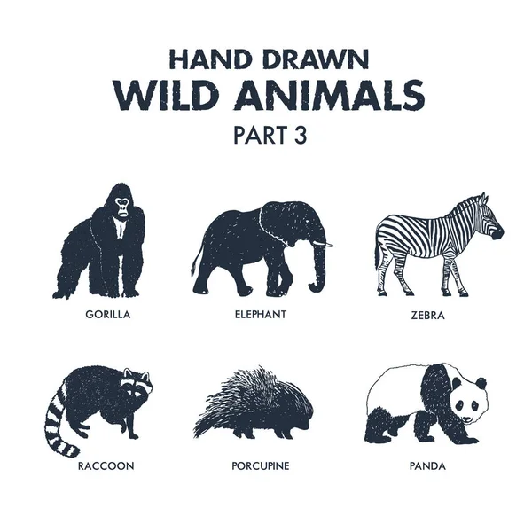 Набор иконок диких животных . — стоковый вектор