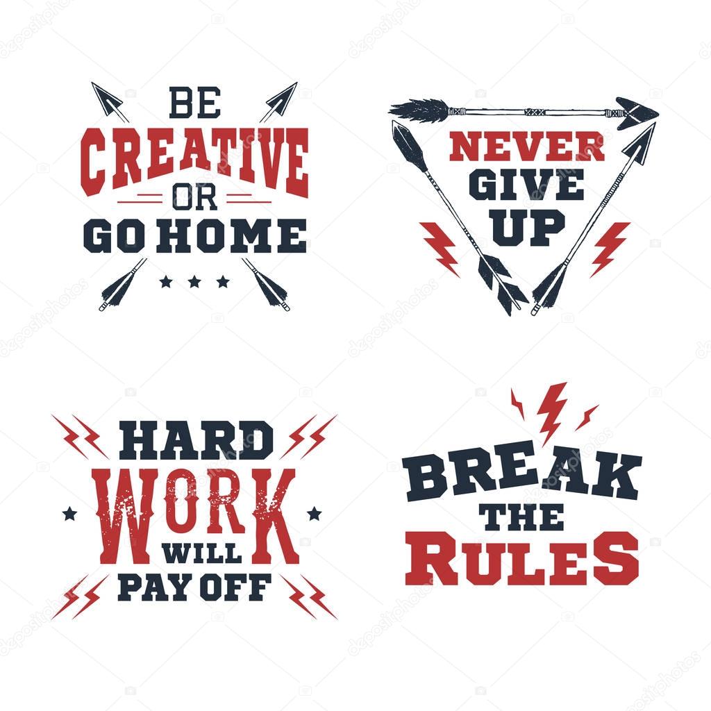 Set of inspirational vector quotes.