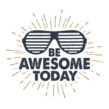 El çekilmiş 90s çizgili güneş gözlüğü vektör çizim ile temalı rozeti.