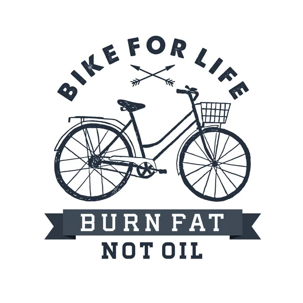 Etiqueta vintage texturizada dibujada a mano con ilustración de vectores de bicicleta . — Vector de stock