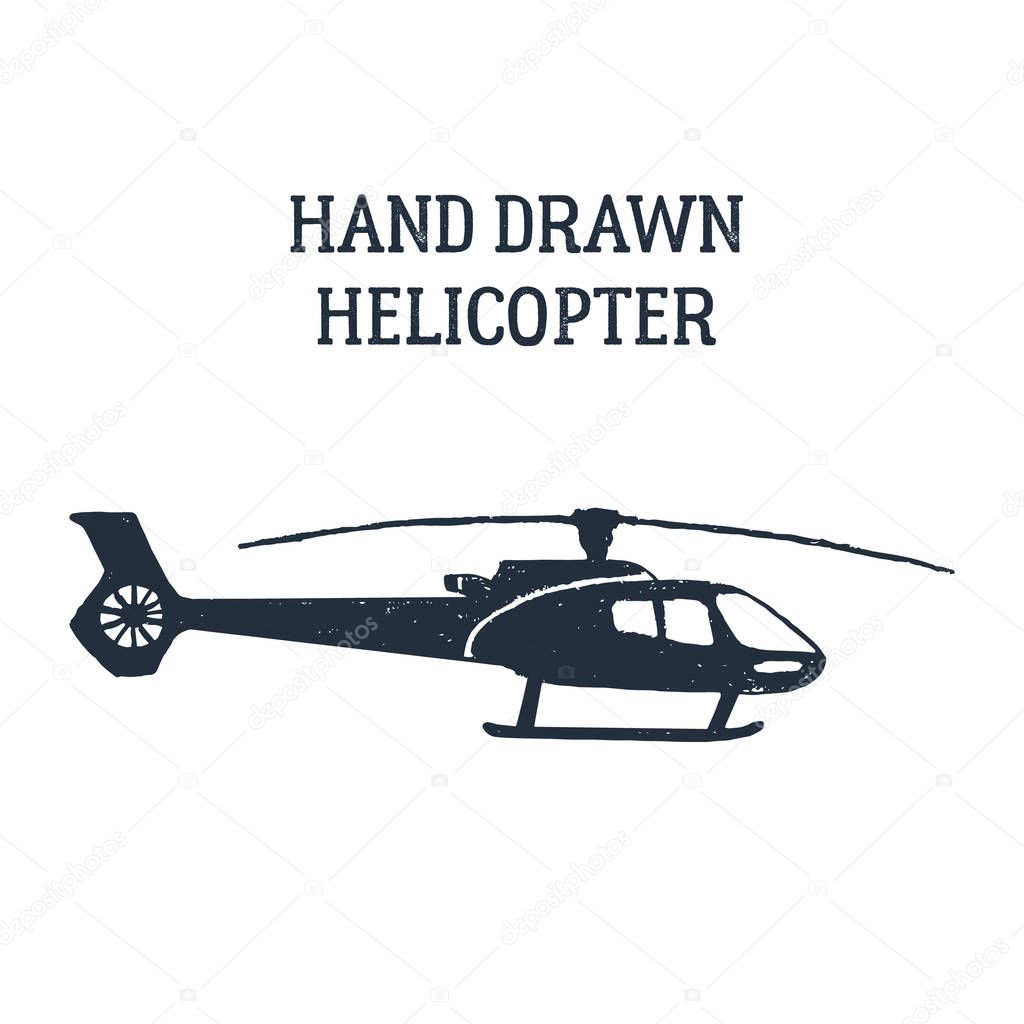 Hand drawn helicopter vector illustration.