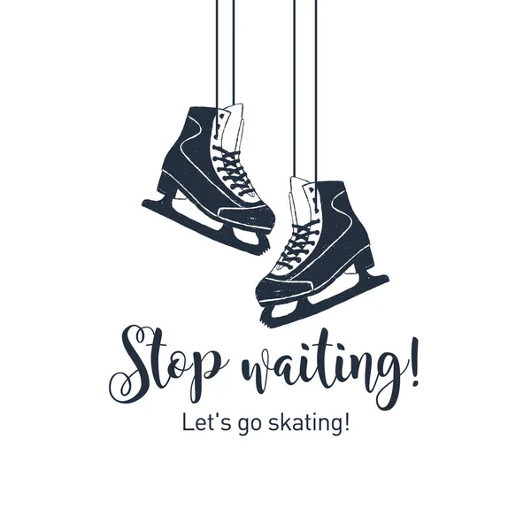 Hand drawn ice skates vector illustration. — Stock Vector