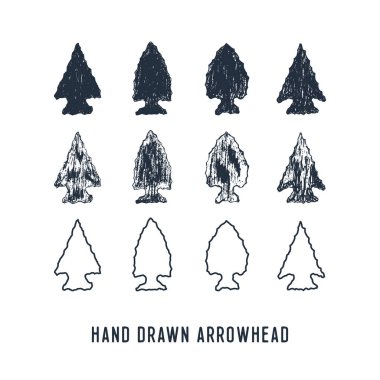 Hand drawn arrowheads vector illustrations set. clipart
