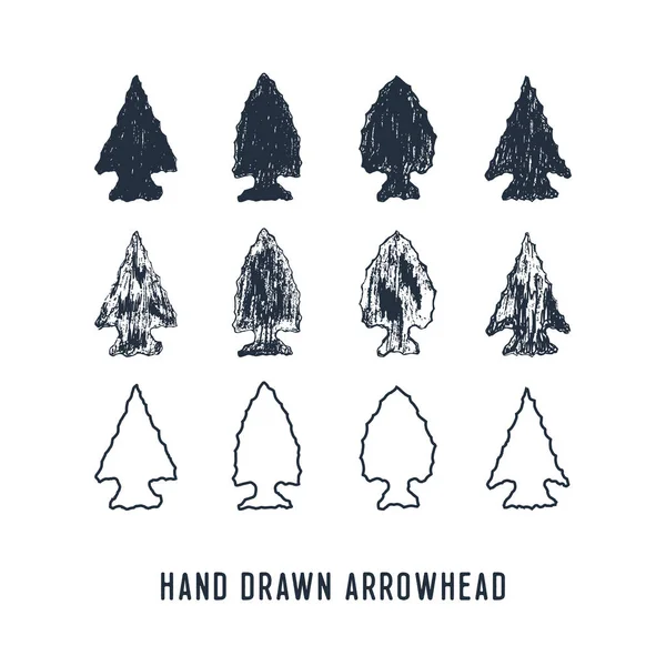 Hand drawn arrowheads vector illustrations set. — Stock Vector