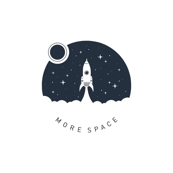 Hand drawn space badge with textured vector illustration. — Stock Vector