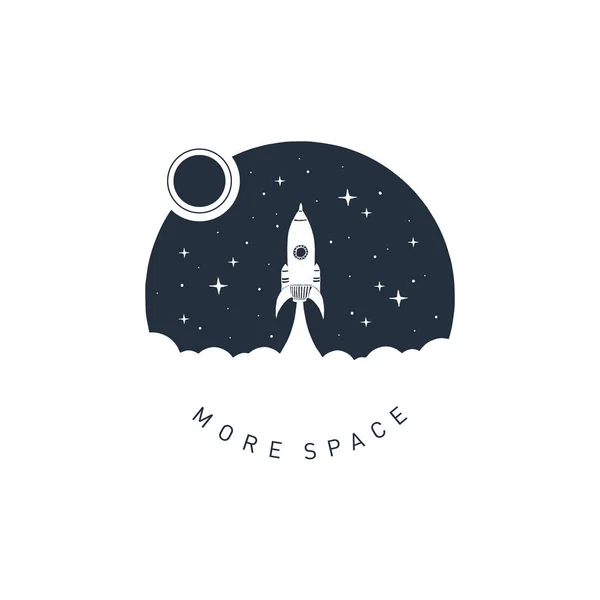 Distintivo espacial desenhado à mão com ilustração vetorial texturizada . — Vetor de Stock