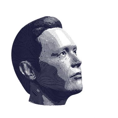 Elon misk, yıldızlı gökyüzü veya Roket fırlatma benziyor. 6 Şubat 2018. Florida, Fl, Usa. stilize oyma kroki. Vektör çizim.