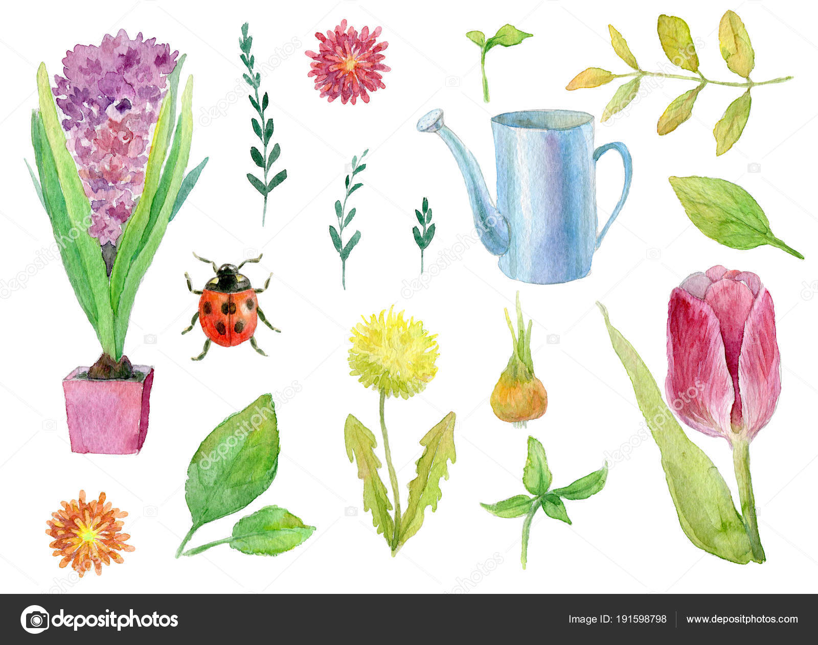 big set collection floral garden spring or summer watering can how to wrap flower pots with paper