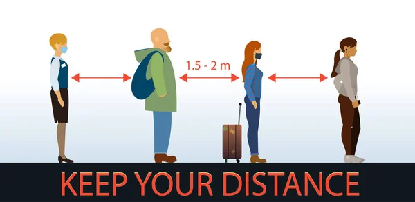 Social Distancing, People keeping distance for infection risk and disease, for prevent virus Covid-19. Health care poster concept