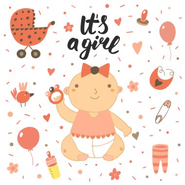 Şirin elle çizilmiş doodle bebek duş kapak