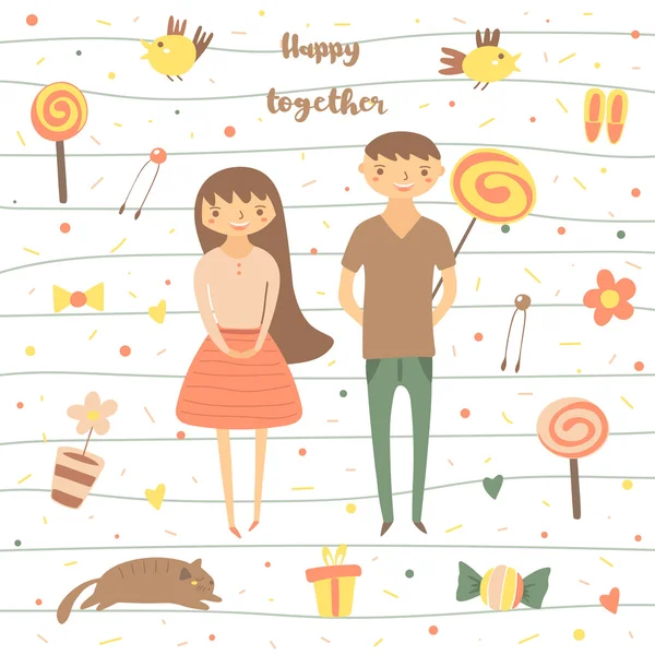 Tarjeta, postal sobre el amor — Vector de stock