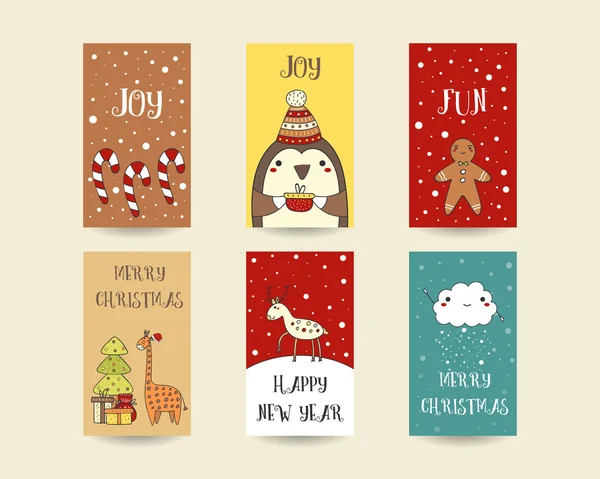 Lindas cartas de Navidad dibujadas a mano — Vector de stock