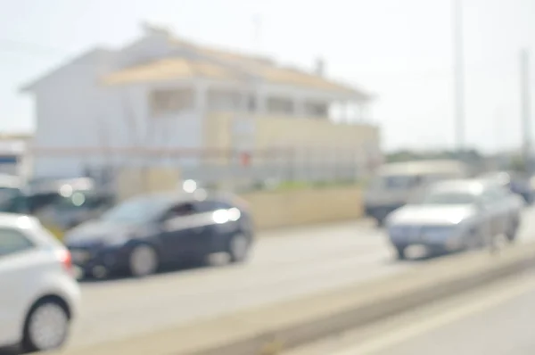 Blurred Image Traffic Sunny Road Outdoors Background Defocused Backdrop Concept — Stock Photo, Image