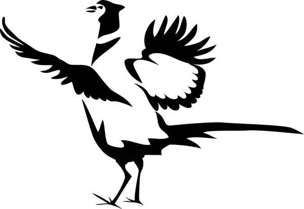 Ring Necked Pheasant Calling Stylized Black White Vector Illustration — Stock Vector