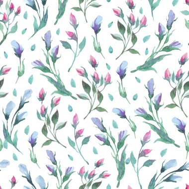 çiçek ve yaprakları beyaz zemin üzerine desen