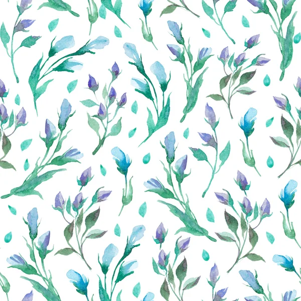 Pattern of wildflowers and leaves on white background — Stock Photo, Image