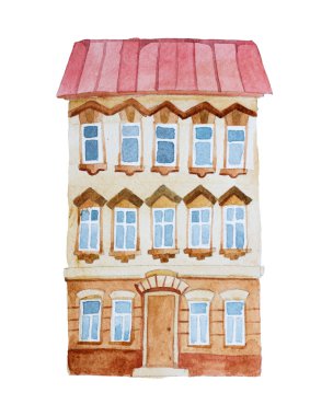 Suluboya yüksek katlı bina eski stile