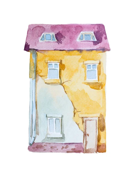 Watercolor high-rise building in old stile — Stock fotografie