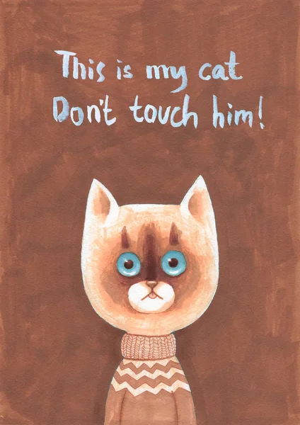 Marker illustration. Cartoon cat.