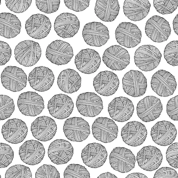 Vektor doodle varrat nélküli mintát a labdát a fonalat. — Stock Vector