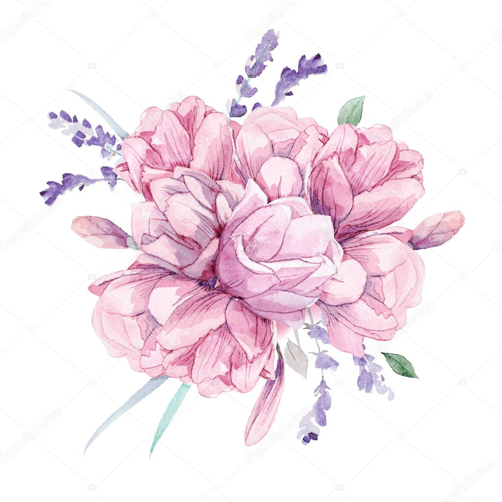 different watercolor roses romantic collection