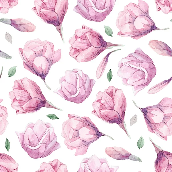 Watercolor pattern of magnolia — Stock Photo, Image