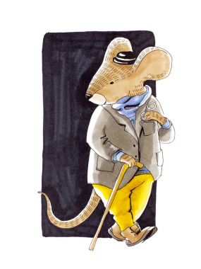 Sevimli hayvan insanlar gibi. İnsanlaşmış hayvan. Giyinmiş fare depolar 