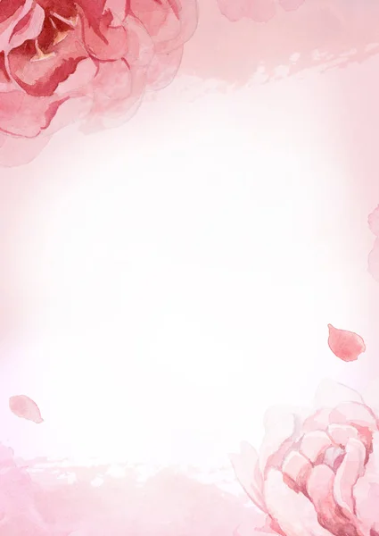 Акварельні рожеві, троянди та червоні півонії на фоні троянди для gr — стокове фото