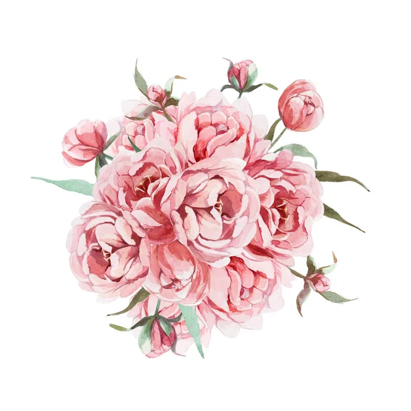 Különböző akvarell virág romantikus gyűjtemény — Stock Fotó