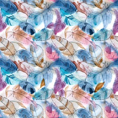 Suluboya romantik tüy kartı veya metin için seamless modeli