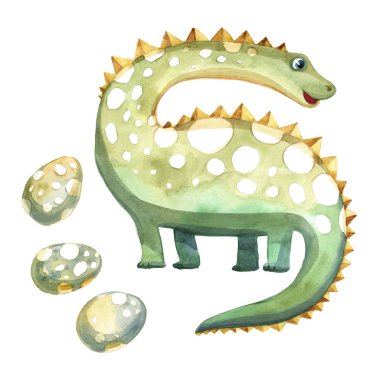 suluboya çocukça dinozor yumurtaları ile