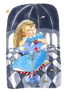 Suluboya illüstrasyon izole beyaz arka plan üzerinde. Peri masalı