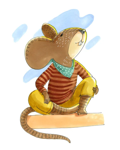 İşaret illustratoin. Sevimli hayvan insanlar gibi. İnsanlaşmış hayvan. 