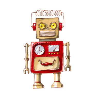 çizgi film suluboya doodle robot