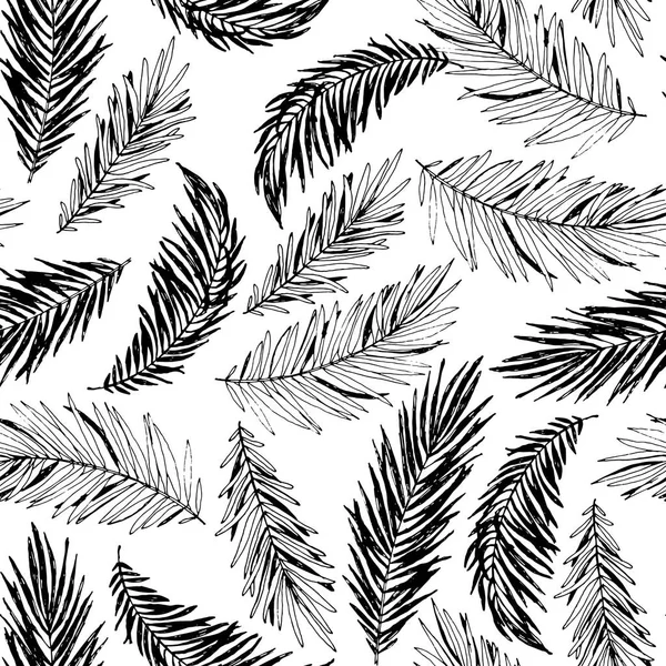 Nahtlose Palmzweigmuster handgezeichnetes Design. Einfacher Hintergrund — Stockvektor