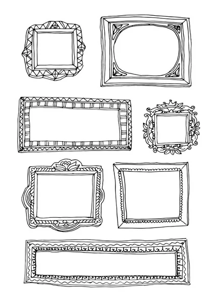 Hand drawn doodle frames set — Stock Vector
