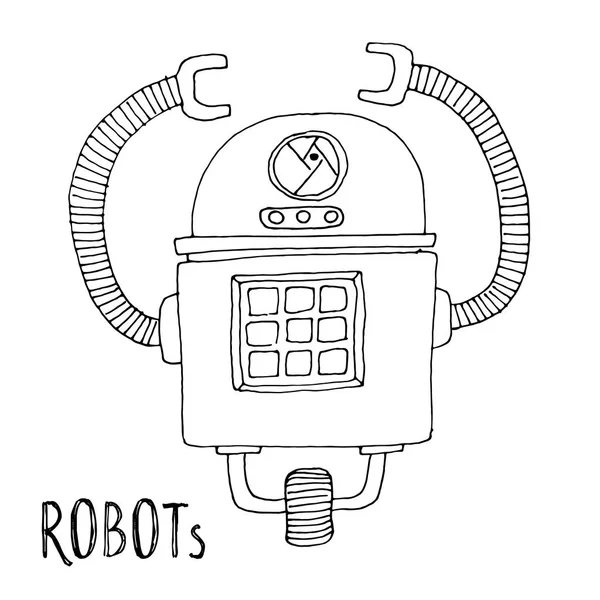 Robot doodle vector de dibujos animados — Vector de stock