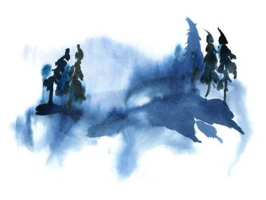 Suluboya illüstrasyon izole beyaz arka plan üzerinde. Resim o