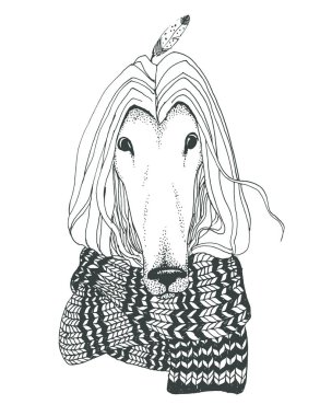 Grafik kalemi nokta resimde. Hayvanın kafası. Dogâ €™ s baş w vektör