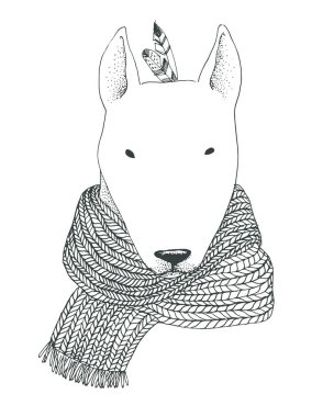 Grafik kalemi nokta resimde. Hayvanın kafası. Ani kalp durması ile dogâ €™ s baş