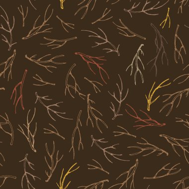 Sorunsuz ağaç dalı desen el çekilmiş tasarım